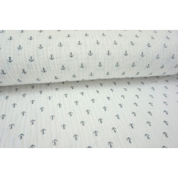 Double Gauze Musselin Anker weiß